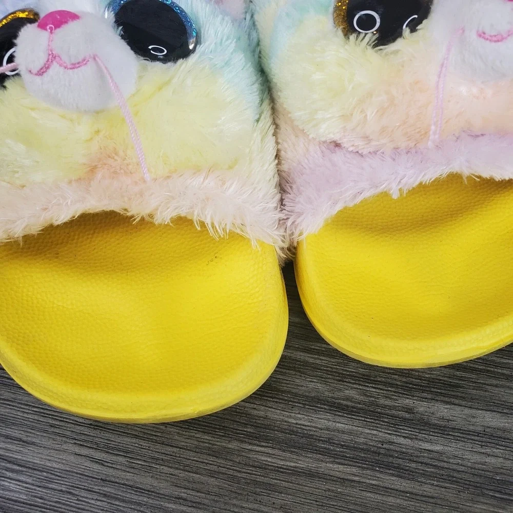 TY Heather Unicorn Kitty Slide Sandals‎ Yellow / Multicolor Youth 11-13